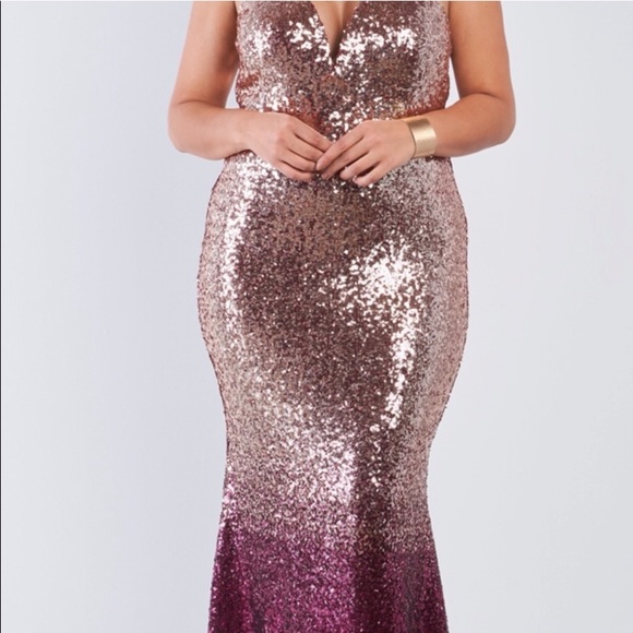 Gold/purple 1X Ombré maxi gown - Picture 8 of 9